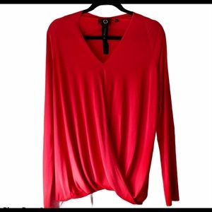 Poleci Long Sleeve Drape Blouse Coral Size M